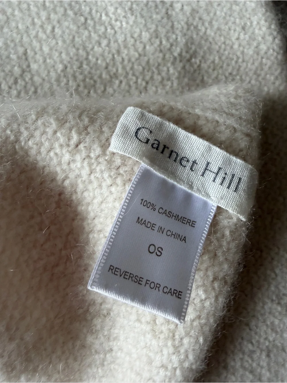 Garnet Hill cream beige cashmere scarf